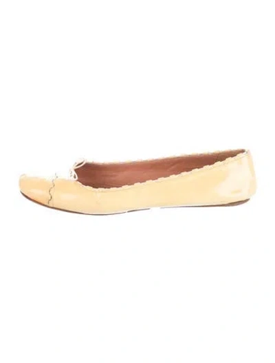 Pre-owned Alaïa Patent Leather Whipstitch Trim Ballet Flats In Yellow