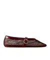 Alaïa Patent Leather-trimmed Mesh Ballet Flats In Brown