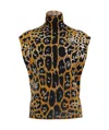 Alaïa Leopard Print Sleeveless Top In Black
