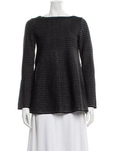 Pre-owned Alaïa Patterned Bateau Neckline Blouse In Black