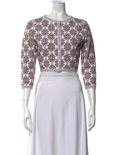 Pre-owned Alaïa Patterned Crew Neck Top In White