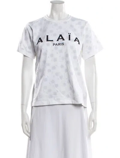 Pre-owned Alaïa Patterned Crew Neck T-shirt In Neutral