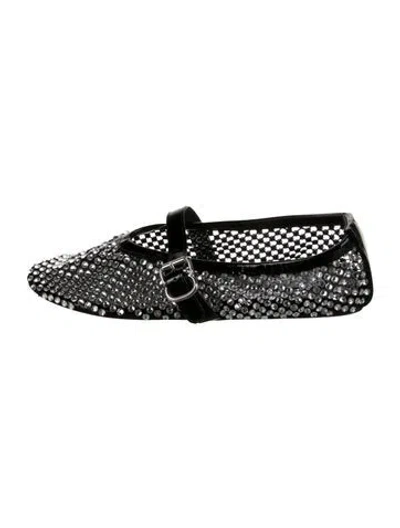 Pre-owned Alaïa Patterned Crystal Embellishments Mary Jane Flats In Black