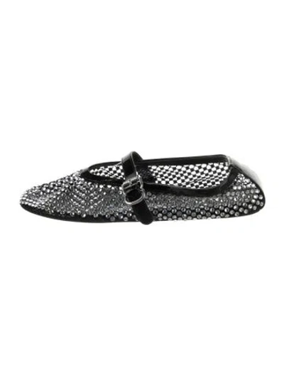 Pre-owned Alaïa Patterned Crystal Embellishments Mary Jane Flats In Black