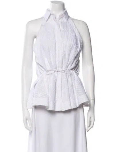 Pre-owned Alaïa Patterned Halterneck Top In White