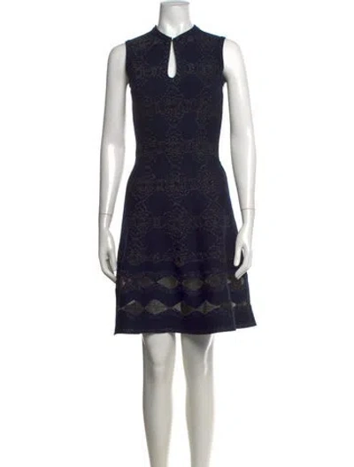 Pre-owned Alaïa Patterned Knee-length Dress In Blue