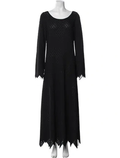 Pre-owned Alaïa Patterned Long Dress In Black