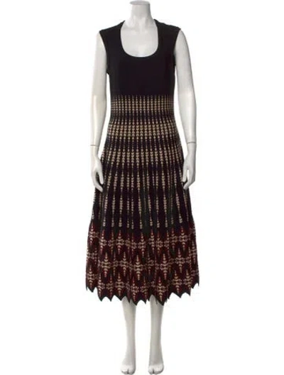 Pre-owned Alaïa Patterned Midi Length Dress In Black/metallic