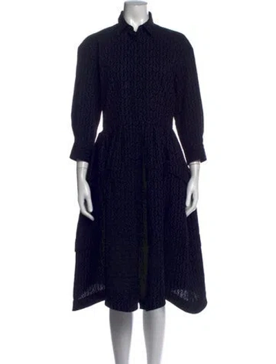 Pre-owned Alaïa Patterned Midi Length Dress In Blue
