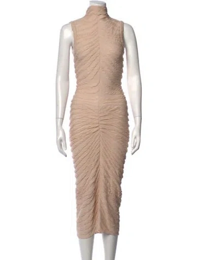 Pre-owned Alaïa Patterned Midi Length Dress W/ Tags In Neutrals