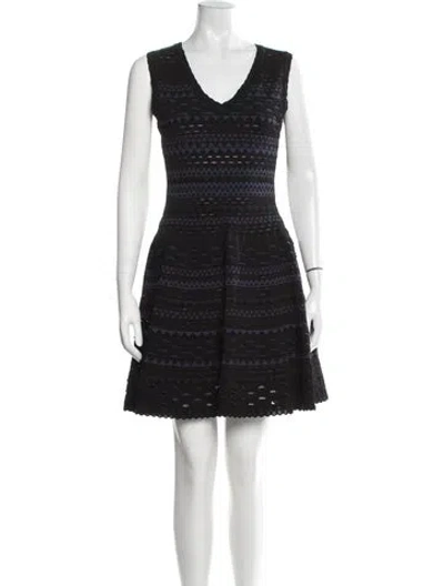 Pre-owned Alaïa Patterned Mini Dress In Black