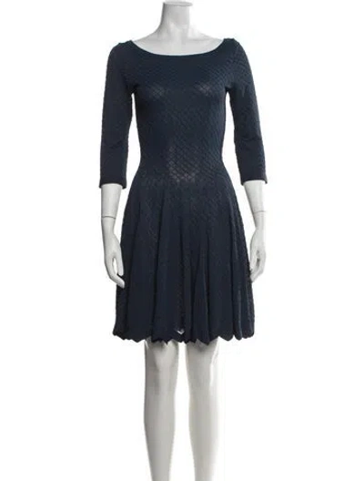 Pre-owned Alaïa Patterned Mini Dress In Black/blue