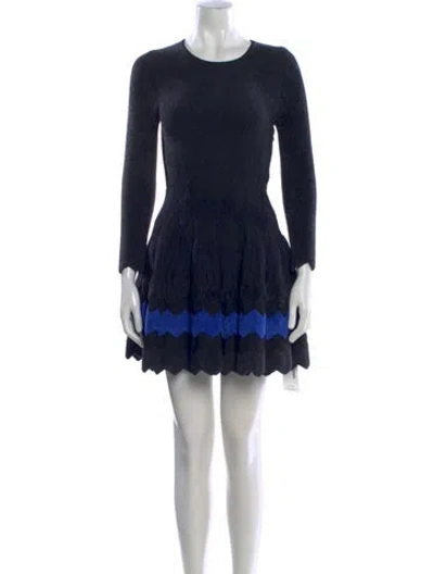 Pre-owned Alaïa Patterned Mini Dress In Blue