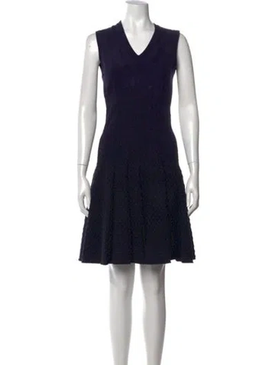 Pre-owned Alaïa Patterned Mini Dress In Blue