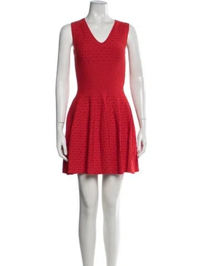 Pre-owned Alaïa Patterned Mini Dress In Red