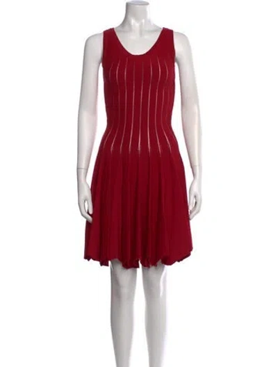 Pre-owned Alaïa Patterned Mini Dress In Red