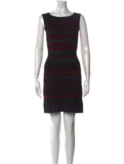 Pre-owned Alaïa Patterned Mini Dress W/ Tags In Black