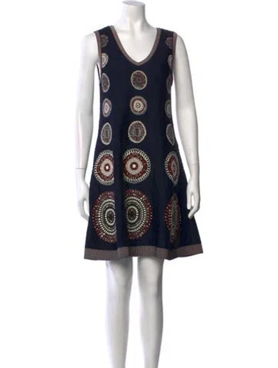 Pre-owned Alaïa Patterned Mini Dress W/ Tags In Blue