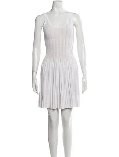 Pre-owned Alaïa Patterned Mini Dress In White