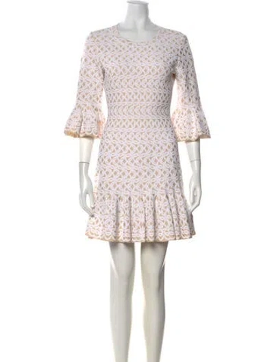 Pre-owned Alaïa Patterned Mini Dress In White