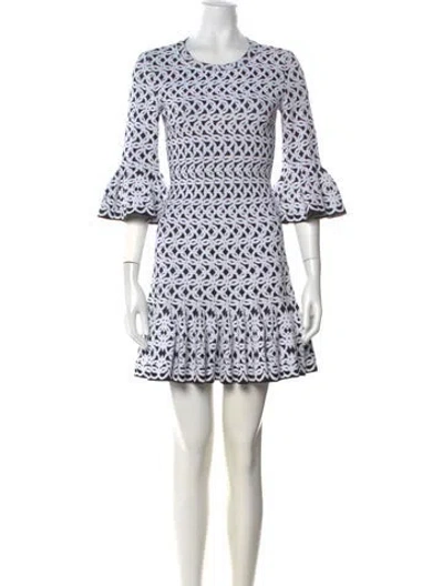 Pre-owned Alaïa Patterned Mini Dress In White