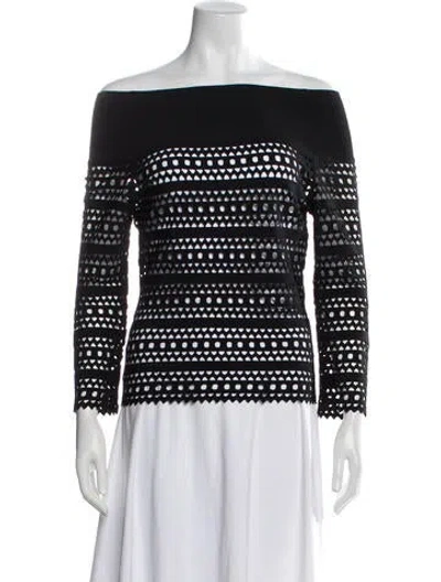 Pre-owned Alaïa Patterned Off-the-shoulder Top In Black