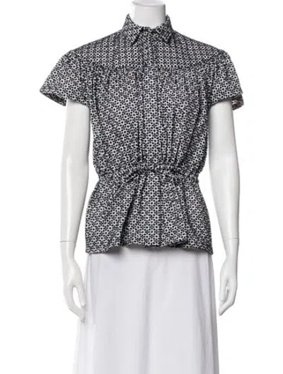 Pre-owned Alaïa Patterned Short Sleeve Top In White