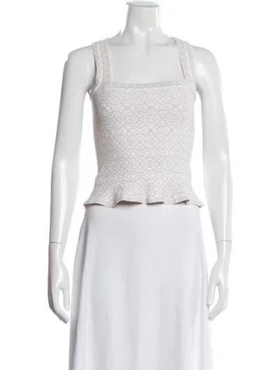 Pre-owned Alaïa Patterned Square Neckline Top In White