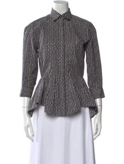 Pre-owned Alaïa Patterned Three-quarter Sleeve Top In Gray