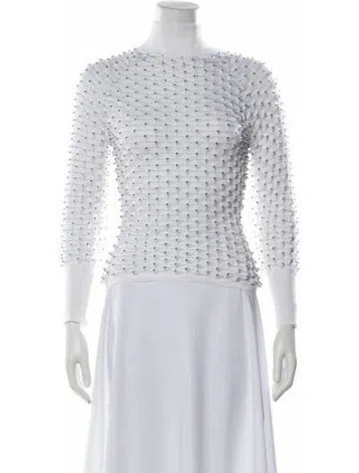 Pre-owned Alaïa Patterned Turtleneck Sweater In White