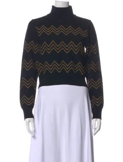 Pre-owned Alaïa Patterned Turtleneck Top In Blue