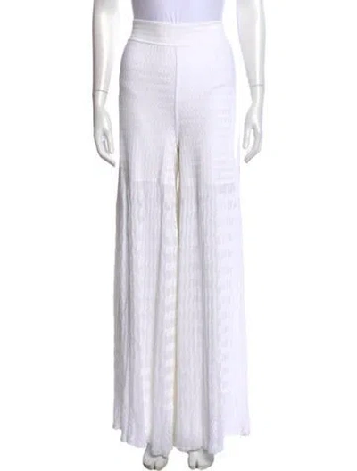 Pre-owned Alaïa Patterned Wide Leg Pants In White