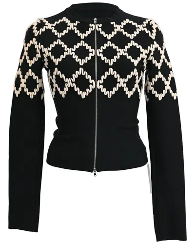 Pre-owned Alaïa Patterned Zip-up Cardigan (authentic Pre-loved)