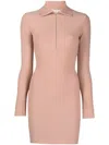 Alaïa Peach Half Zip Fastening Mini Dress In Peach
