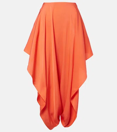 Alaïa Peek Cady Midi Skirt In Orange