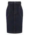 Alaïa Denim Pencil Skirt In Blue