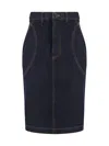 Alaïa Denim Pencil Skirt In Bleu Denim