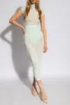 Alaïa Striped Maxi Skirt In Light Blue