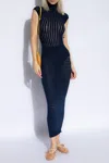 Shop Alaïa Pencil Skirt In Navy Blue