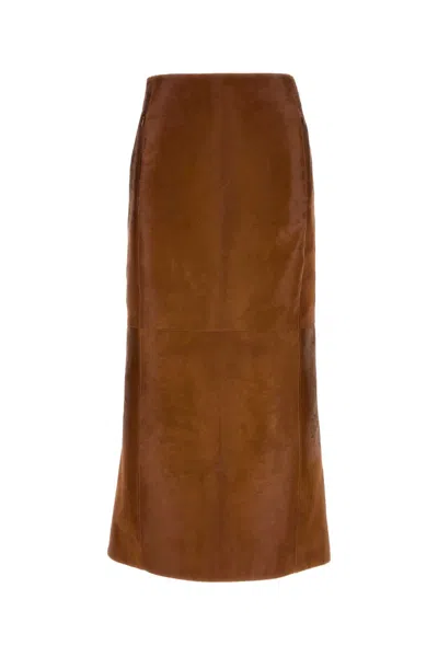 Alaïa Alaia Pencil Skirt Pony Hair Calfskin In Brown
