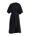 Alaïa Belted Leather-trimmed Midi Dress In Black