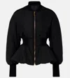 Alaïa Peplum Bomber Jacket Padded Ribbed Cuffs In Black