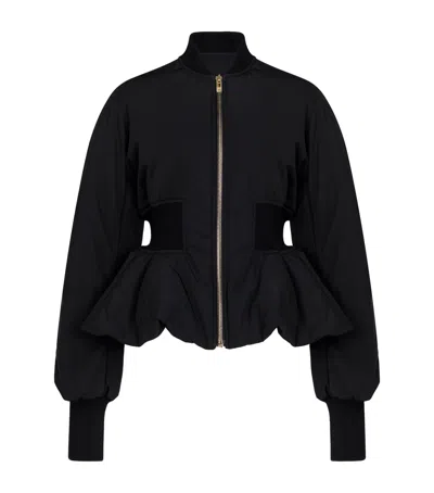 Alaïa Peplum Bomber Jacket In Black