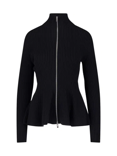 Alaïa Peplum Cardigan In Wool In Black