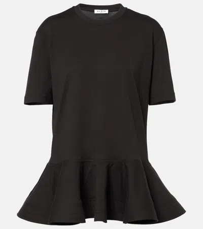 ALAÏA PEPLUM COTTON JERSEY T-SHIRT