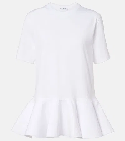 Alaïa Cotton Jersey T-shirt With Crinoline In White
