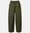 Alaïa Womens Olive Peplum Wide-leg Cotton-poplin Trousers In Green