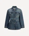 Alaïa Womens Bleu Vintage Peplum-hem Belted Denim Jacket