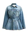 Alaïa Alaia Women Flare Denim Jacket In Blue Vintage