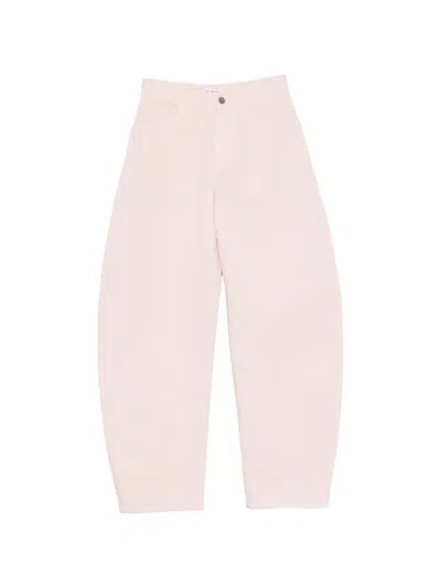 Alaïa Peplum Denim Jeans In Pink